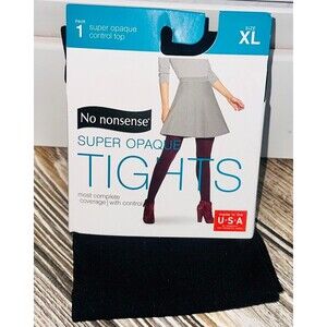 No nonsense Womens Black Super Opaque Control Top Tights Black Size XL